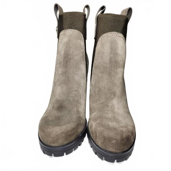 Guess Women's Heeled Chunky Chelsea Boots Size 9.5 Taupe Suede - Picture 6 of 10